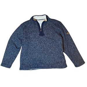 Orvis Sherpa Fleece Lined Heather Blue 1/4 Zip Jacket Mens Large